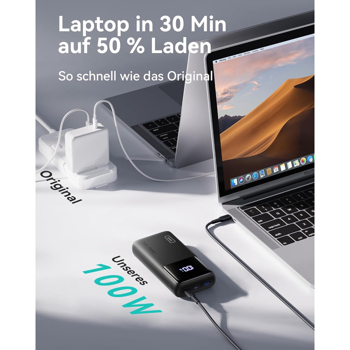 Портативний зарядний акумулятор INIU, 100W, 25000mAh, USB-C, для ноутбуків, телефонів, iPad, DJI, камер, iPhone, MacBook, Surface, Fire TV Stick, 25000 мАг, чорний