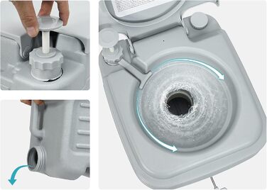 Туалет для кемпінгу DREAMADE 20L з баками для брудної та чистої води, мобільний туалет для дому, кемпінгу, трекінгу, до 200 кг, з промиванням