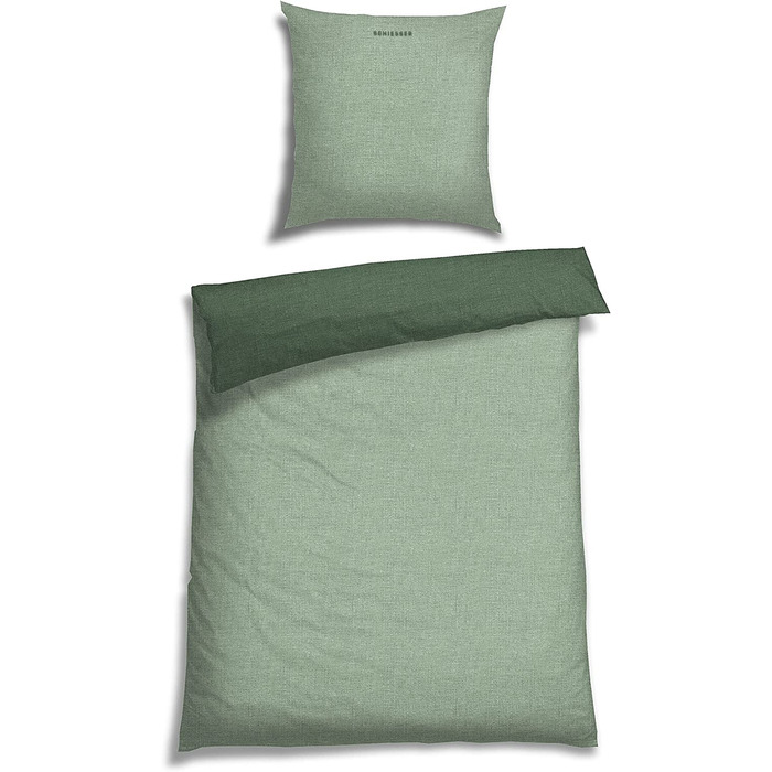 Двостороння постільна білизна Shiesser Doubleface з 2 предметів, 100 бавовна, Колір Світло-зелено-зелений, Розмір 135 см х 200 см 135 см х 200 см світло-зелено-зелений