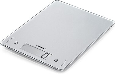 Цифрові кухонні ваги Soehnle page Comfort 300 slim, срібні ваги вагою до 10 кг(з точністю до 1 г), Побутові ваги з сенсором Touc