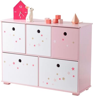 Дитяча тумбочка Vertbaudet з 5 ящиками для зберігання, колір Мідно-рожевий, з додатком