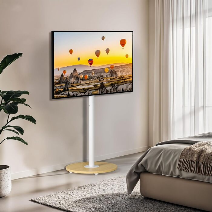 Підставка для телевізора Unho з регульованою висотою, біла, на коліщатках, для екранів 40-75 дюймів, VESA 600x400 мм, до 50 кг