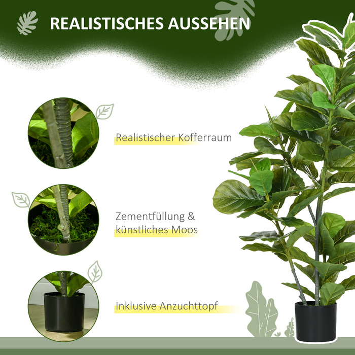 Штучна фікус, 110 см заввишки з 90 листками та горщиком для вітальні