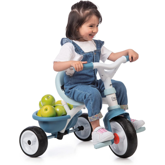 Триколісний велосипед Smoby Be Move з батьківською ручкою, ременем безпеки, металевим каркасом та педальним механізмом для дітей від 15 місяців (Блакитний)