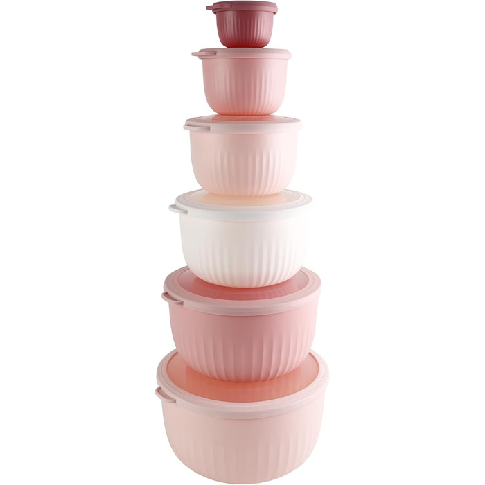 Набір кухонних мисок COOK WITH COLOR 12 шт. з кришкою, блакитно-зелений, глибокі миски для приготування їжі