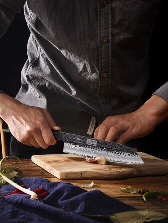 Японський ніж Santoku HOSHANHO 18 см, ручна робота, з високоякісної сталі, ергономічна ручка, подарункова коробка