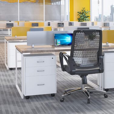 Шафа для документів SDHYL з 3 висувними ящиками на колесах, верхній ящик з замком, великий об'єм, для дому та офісу (Біланко)