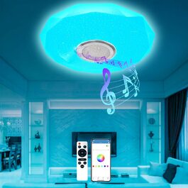 Світлодіодний стельовий світильник T-SUN зі зміною кольору 36 Вт Діаметр 30 см Стельовий світильник із можливістю затемнення з дистанційним керуванням через динамік Bluetooth і керування програмою Зоряне небо RGB стельові світильники для спальні Дитяча кімната Вітальня