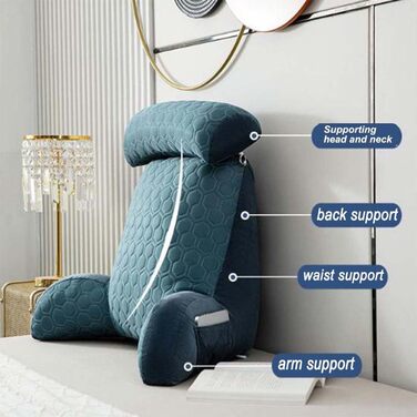 Підлогове крісло-мішок Kongdson для читання, рожеве: м'яке велике крісло з підлокітниками, портативна спинка, знімний підголівник для читання, відпочинку, перегляду телевізора, ігор, з можливістю прання