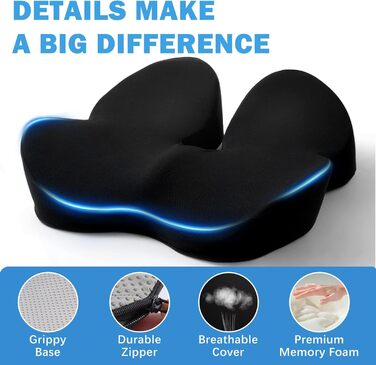 Подушка для офісного крісла Firhuza Memory-Sitzkissen: ергономічна, для полегшення болю в спині та ішіасу, з memory foam