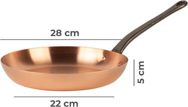 Кухня Romefort Каструля з чистої міді товстостінна Тверда мідна сковорода без покриття (L 28 см)