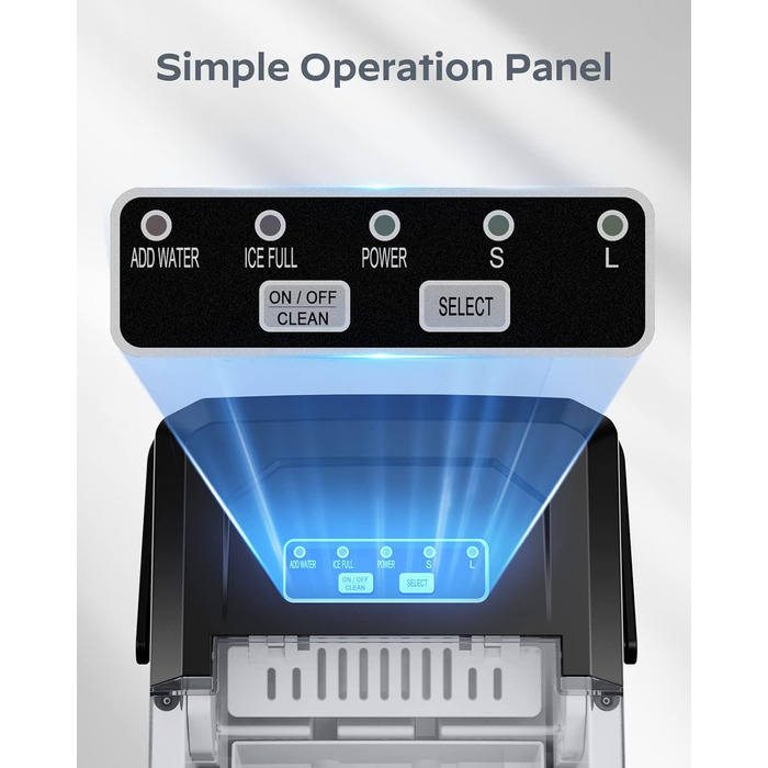Портативна машина для приготування кубиків льоду Silonn, самоочисна, 9 кубиків/6 хв, 12 кг/день, ідеально підходить для дому та кемпінгу