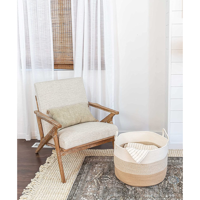 Плетені кошики OrganiHaus: великий кошик для зберігання, плетений кошик для білизни, іграшок, ковдр та подушок (50x33 см, 3 кольори, медовий)