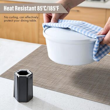 Набір підставок під тарілки Winknowl, 8 шт., плетіння, вініл, ізоляція, для обіднього столу, миються, зносостійкі, ПВХ, карамель