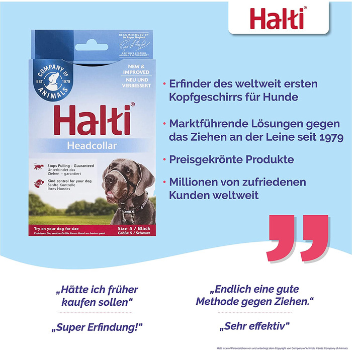 Головний убір HALTI, розмір-не дозволяє вашій собаці тягнути повідець, легко регулюється, легкий, з м'яким ремінцем для носа, нашийник із захистом від натягу для собак середнього розміру (5, чорний)