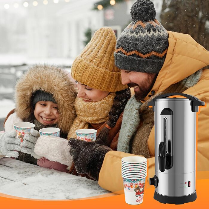 Глювайнер Cecaylie: диспенсер для гарячої води та глінтвейну з нержавіючої сталі, 10л, з термостатом та краном