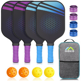Ракетки для піклбола MoKo з м'ячами сині та фіолетові