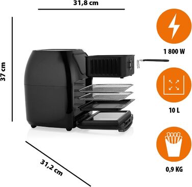 Цифрова фритюрниця Tristar Mini, 6 програм, з антипригарним покриттям, термостат, 1500 Вт, 10 л, чорний