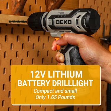 Набір інструментів DEKO 133 предмети в кейсі: акумуляторний дриль-шуруповерт 12V для ремонту та домашнього використання (сірий)