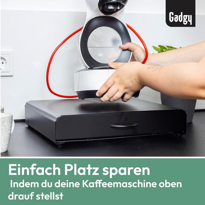 Тримач для капсул кави Gadgy | Сховище для 36 капсул з шухлядою | Тримач капсул кави з нержавіючої сталі, чорний
