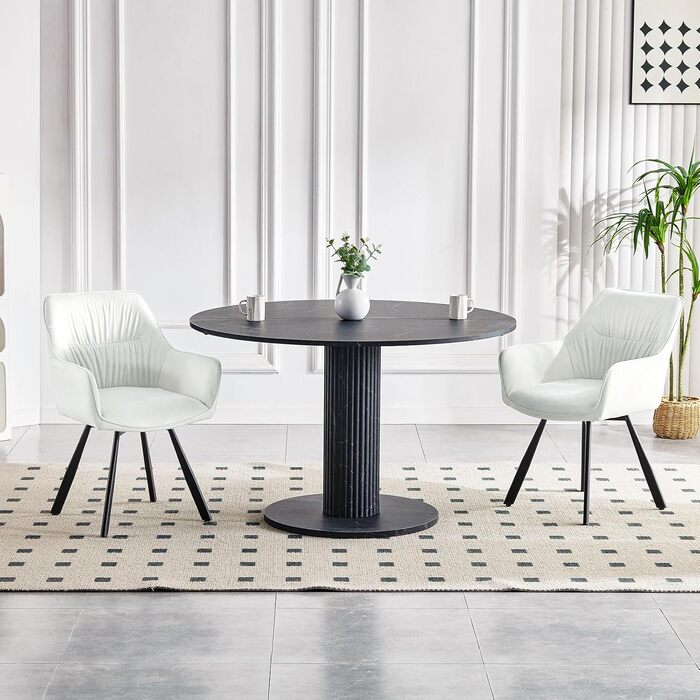 Набір обідніх крісел 6 шт., поворотні, з підлокітниками, 360°, м'які, оксамитові, для вітальні, кухні, робочого кабінету, спальні (бежевий)