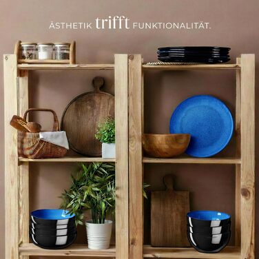 Набір посуду tectake® 30tlg. для 6 осіб, керамічний, з тарілками, мисками та чашками, придатний для миття в посудомийній машині та використання в мікрохвильовці - (24 шт., Nautic Blue)