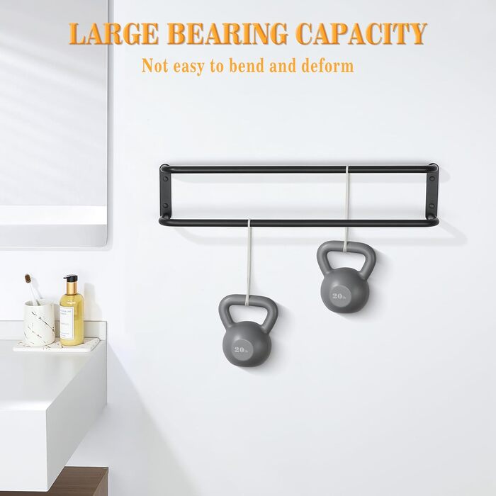 Тримач для рушників подвійний, 70 см, чорний, з нержавіючої сталі 304, для ванної кімнати та кухні