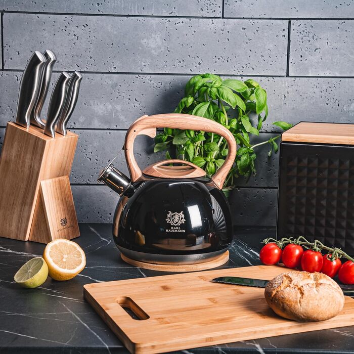 Чайник Karl Hausmann Induktion 3L з автоматичним свистком - нержавіюча сталь, підходить для всіх плит