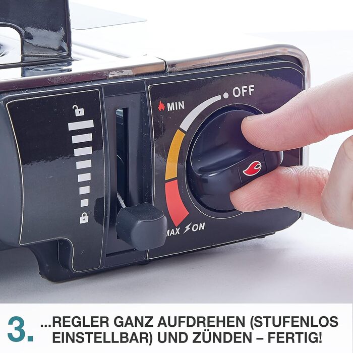 Газовий наметний котел TOM Adventure з нержавіючої сталі (4 картриджі, кейс) – Piezo запалювання, 1 конфорка