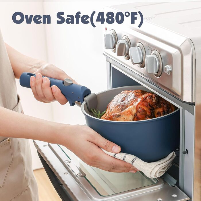 Набір посуду SENSARTE з керамічним покриттям, 17 предметів. Антипригарне покриття, підходить для всіх плит, безпечний (без PFAS, PTFE, PFOA, PFOS).