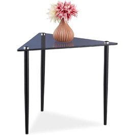 Журнальний столик Relaxdays, журнальний столик трикутний, HBT 450x50 см, скло та сталь, вітальня, журнальний столик сучасний, сіро-чорний