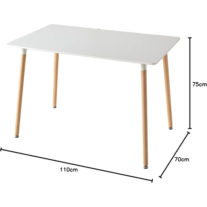 Стіл обідній GrandCA HOME прямокутний, 110x70x75 см, білий. Масивне дерево, MDF, для кухні/вітальні