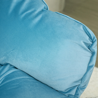 Сучасний акцентний крісло, м'яке крісло зі сталевими ніжками та бічними кишенями, для вітальні, спальні, блакитне