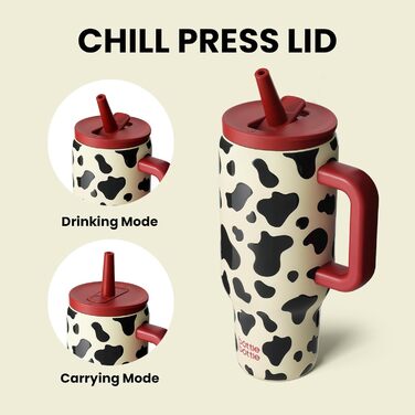 Термокружка-пляшка 900 мл з нержавіючої сталі з ручкою та трубочкою – без BPA, подвійні стінки, не протікає – для подорожей, офісу, університету, спорту та як подарунок (з принтом 