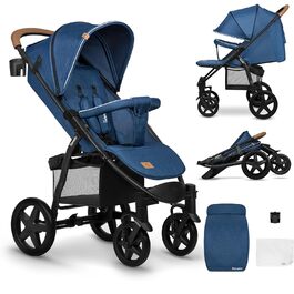 Дитяча коляска Lionelo Annet Plus - компактна, з функцією опускання спинки, блакитна