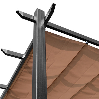 Альтанка Outsunny Pergola 3 x 4 м з регульованим тканинним дахом з алюмінію, сонцезахисним навісом для тераси та саду в сірому та коричневому кольорах