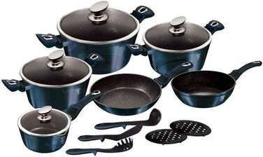 Набір посуду Berlinger Haus Metallisch 15 предметів (Аквамарин) - металевий, для індукції