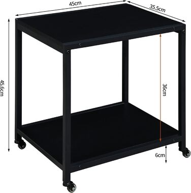 Двоярусний стіл для принтера Padma House з універсальними роликами 45 x 35 см, чорний. Модель SZCJ-20401-BK