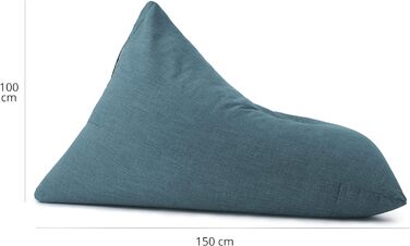 Ігрова подушка та подушка для підлоги Lumaland XXL Крісло-мішок у формі трикутника Об'єм 150x100x100 см і 370 л Міцний чохол, який можна прати Ідеально підходить для використання в якості крісла та дивана Легка подушка сидіння Aqua