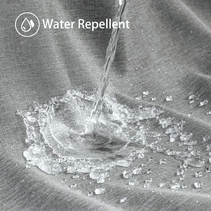 Шторка для душу з льону з металевими кільцями, сіра, 182 x 214 см - Текстильна шторка для ванни, вологостійка, важка