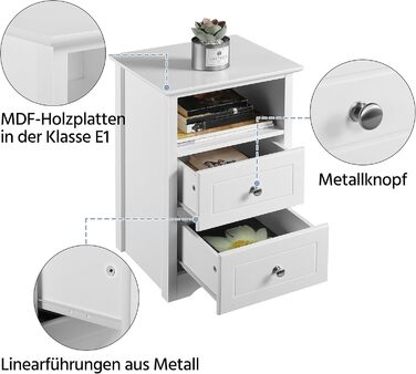 Набір Yaheetech з 2 тумбочок з 2 ящиками і відсіком для зберігання, 40x35x60 см, білий