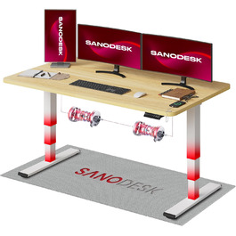 Регульований стіл Sanodesk 160x80 см білий + ahron. Електричний, ергономічний, з подвійним мотором.