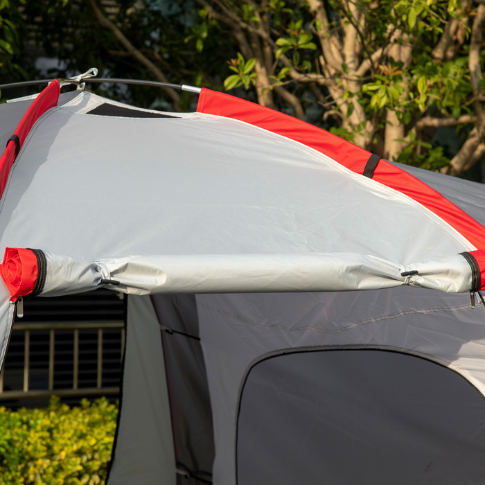 Outsunny Camping Tent, Тунельний намет на 6 осіб з 2 спальнями, вітальня, тамбур, вітрозахисний сімейний намет UV50+ з сумкою для перенесення, 2000 мм водовідштовхувальний засіб для кемпінгу, саду, сірий | Аосом