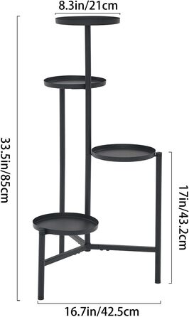 Підставка для квітів HUSFITLY металева, 4 яруси, 11 горщиків, внутрішня/вулична, чорна