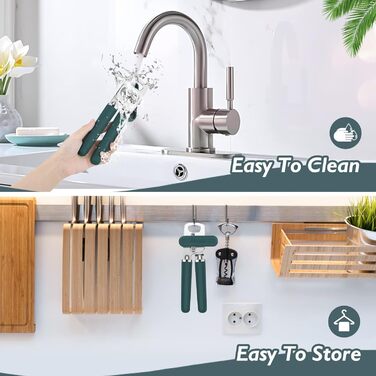 Відкривачка для консервів ручна, сталева, з великим зручним колесом та відкривачем для пляшок (1 шт., смарагдовий колір)