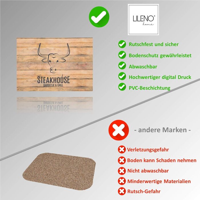 Килимок для барбекю LILENO 75x120см (стейкхаус коричневий) - ідеальна підкладка для газового та вугільного барбекю - захисний килимок для підлоги для сімейного барбекю