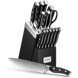 Набір ножів FOHERE 14 предметів з автозаточкою, кухонний набір з нержавіючої сталі, професійний, з ергономічними ручками