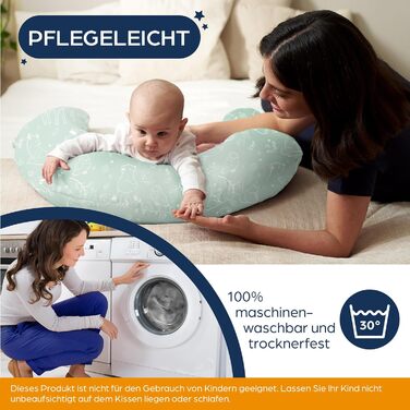 Подушка для вагітних Niimo XXL - подушка для годування, подушка для сну на боці, 100% бавовна, 200 x 70 см, м'ятно-зелений колір