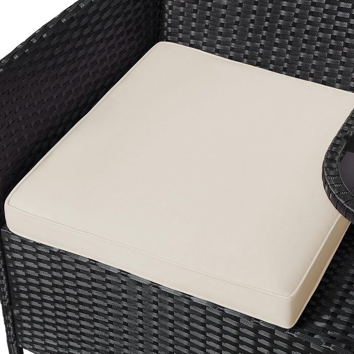 Садовий комплект Yaheetech: двомісна банкетка з столом з поліротангу, чорно-бежевий, 131x65,5x85 см, вантажопідйомність 350 кг