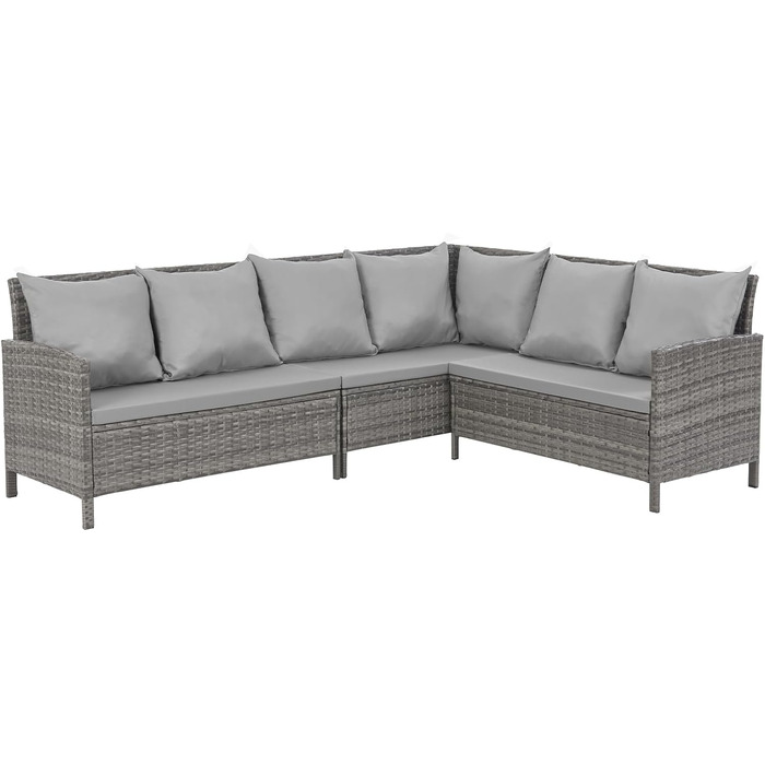 Садовий кутовий диван SVITA Madison Rattan-Lounge з ротангу сірого кольору для тераси та саду